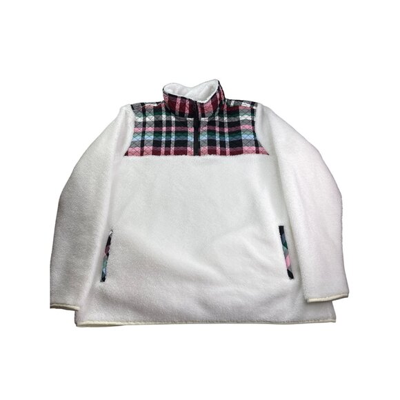 Vera Bradley Womens Fleece Pullover Plaid Size 3XL White Multicolor - Picture 1 of 7